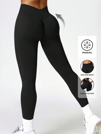 Yefecy 女士运动紧身裤 高腰提臀 V 型露背无缝健身瑜伽紧身裤