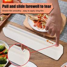 铝箔保鲜膜分配器小工具免打孔固定食品保鲜膜切割器塑料保鲜膜锋利切割器炊具工具厨房工具 - 白色 - 查看 5