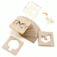 20 件木制绘画模板套装、绘画板玩具、彩色拼图艺术工艺套件、益智玩具和圣诞礼物