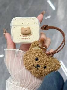 Casual Cute Bear Earphone Case With Hanging Bear Charm