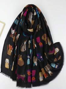 1pc Cat Print Scarf Wrap Shawl - Multicolor - View 16