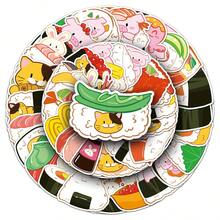 50 件彩色创意三文鱼寿司手卷卡通可爱贴纸适用于平板电脑/iPad 装饰 - 彩色 - 查看 3