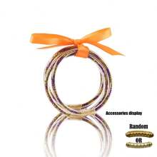 5 Stücke/Set Boho-Stil goldfarbenes Silikon mehrschichtiges Schleife Schleifenarmband Set für Damen, vielseitig gemischte Farben, geeignet für Strandparty-Outfits