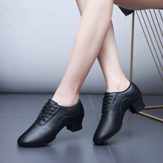 女士室内交谊拉丁舞鞋，透气软底训练鞋，舒适纯色舞鞋