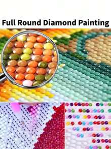 5D DIY 钻石画套装、圣诞花卉、全钻圆形钻石十字绣套装、家居装饰、礼物 - 彩色 - 查看 7