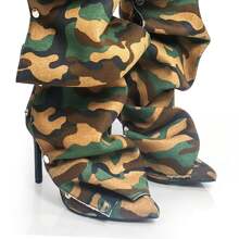 Stiletto High Heel Slouchy Boot Pointed Toe Mid Calf Fashion Detachable Shoes