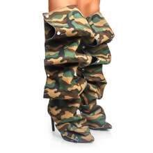 Stiletto High Heel Slouchy Boot Pointed Toe Mid Calf Fashion Detachable Shoes