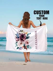 1 件定制照片和名字印刷沙滩巾、个性化浴巾、成人泳池毛巾、儿童沐浴巾、度假礼物、沙滩巾