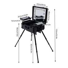 Rolling Makeup Case Trolley Train Box Organizer With Key Travel Cosmetic Luggage - Black - View 5