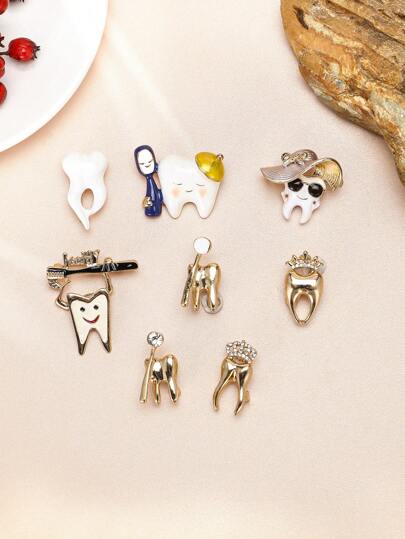 Cute Enamel Tooth Brooches For Women Unisex Oral Pins Party Banquet Jewellery Accessories Gifts