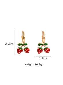 1 Cặp bông tai hình quả dâu tây và anh đào dễ thương cho bé gái, ngọt ngào và hợp thời trang dành cho thanh thiếu niên - Nhiều màu - Xem 7