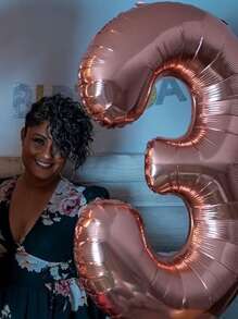 1 个 40 英寸玫瑰金数字气球，铝箔气球，适用于生日派对装饰、周年庆典 - 玫瑰金 - 查看 6
