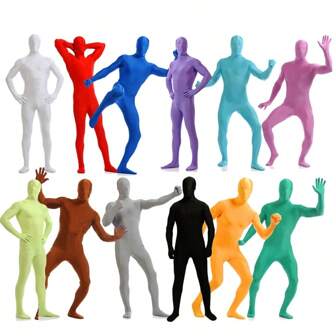 1 件 Zentai 紧身衣，全身氨纶紧身服装，角色扮演连体衣，弹性面料，适合舞台表演，隐形穿着