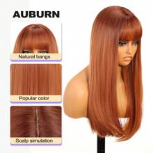 Peluca rubia larga en capas con flequillo, pelucas de cabello lacio para mujeres, peluca de cabello sintético resistente al calor de aspecto natural para uso diario de cosplay de fiesta de 20 pulgadas