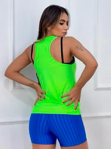 Dry Fit Tank Top With Holes And Racerback For Gym Walking Everyday Life - Màu xanh chanh - Xem 3