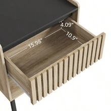 Bedside Table Set 2, 2024 Year - Natural+Black+MDF+Iron+Bedroom+1 Drawer+Bedside Cabinet as Pic - View 7