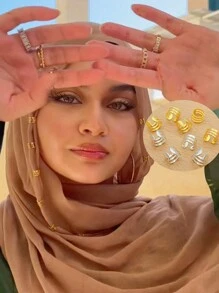 1 包免穿孔穆斯林头巾装饰夹 - 彩色 - 查看 2