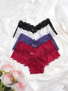 10pcs/Pack Women Lace Trim Sexy Bikini Panties - Multicolor - View 6