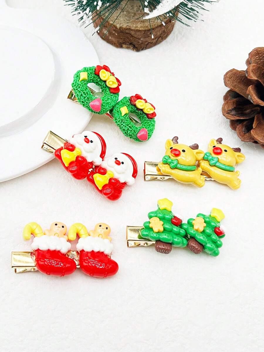 1 件圣诞老人、圣诞树、长袜、驯鹿、花环装饰发夹，休闲、可爱街头风格派对发饰，ABS（ABS 树脂） - 彩色 - 查看 1