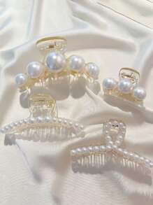 4 chiếc kẹp tóc trang trí bằng ngọc trai giả cho nữ thanh lịch cho bữa tiệc - trắng - Xem 7