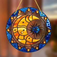 1 件彩色太阳、月亮和星星窗挂饰 - 亚克力捕光器，星星爱好者的珠宝风格家居装饰，完美的礼物（5.9x5.9 英寸）