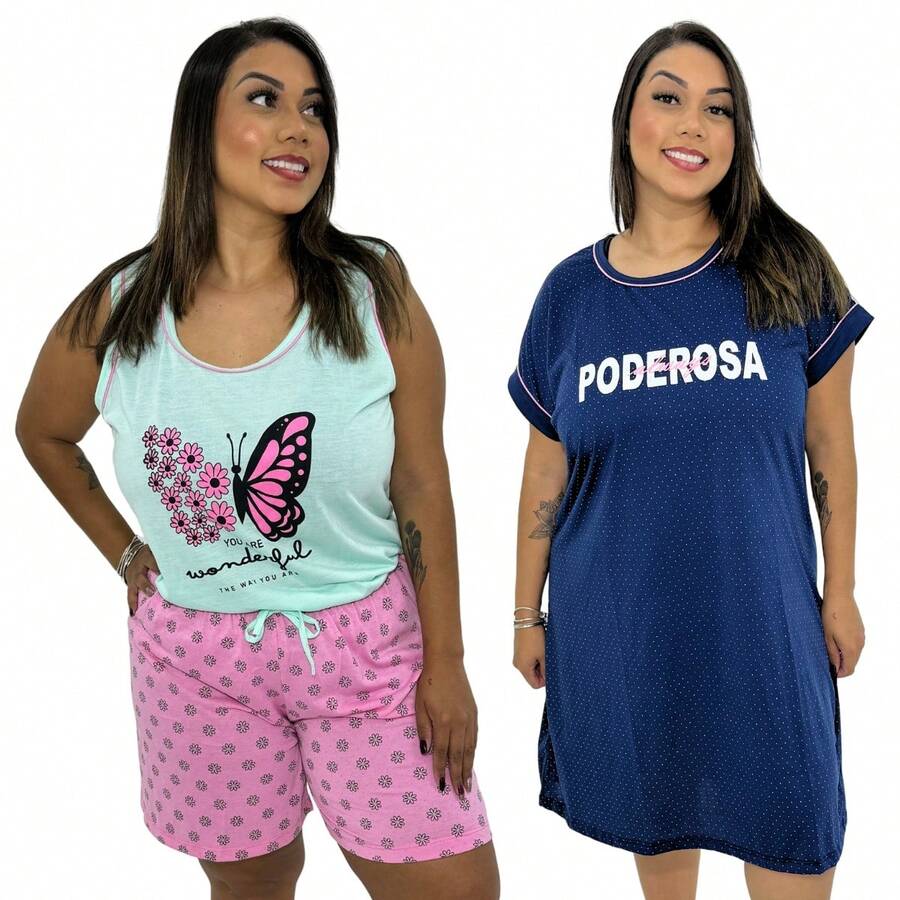 Plus Size Pajama Sets - 彩色 - 查看 1