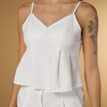 Women's Set Shorts + Cropped Top Ruffle - 白色 - 查看 5