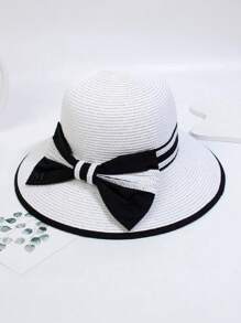 1 Miếng Của phụ nữ Chống nắng Mũ rơm Với Trắng Ban nhạc & Lá thư Và Nút hình bướm Cho mùa hè - Nhiều màu - Xem 4