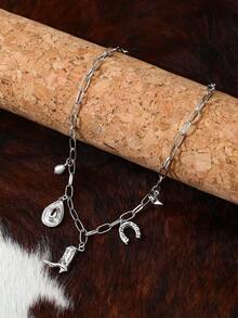 1 chiếc vòng cổ mặt dây chuyền ngọc trai giả hình mũ cao bồi miền Tây dành cho phụ nữ, thời trang hợp thời trang thanh lịch đa năng choker - vòng cổ phương tây - Xem 7