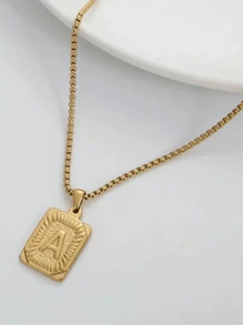 A-Z 字母吊坠项链，不锈钢镀金首字母链项链，男女皆宜，是圣诞节/派对的理想配饰 - 金色 - 查看 6