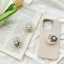 Túi khí điện thoại di động đơn giản và tươi mới hỗ trợ ngọc trai giả CAMELLIA SPARKLE để bàn Slouchy Niche hỗ trợ khung Rhinestone - Nhiều màu - Xem 2