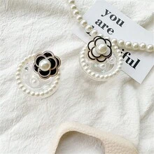 Túi khí điện thoại di động đơn giản và tươi mới hỗ trợ ngọc trai giả CAMELLIA SPARKLE để bàn Slouchy Niche hỗ trợ khung Rhinestone - Nhiều màu - Xem 7
