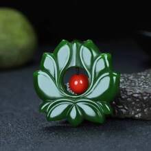 1Pc Natural Green Jade Hollow Pendant, Animal, Plant, Totem Necklace, Chakra Fashion Pendant, Guardian Peace Jewelry, All Hand-Carved, Men's And Women's Quartz Necklace, Meaning Peace, Fortune, Family Happiness, Gifts For Her, Christmas And Various Holiday Party Gifts, Crystal Gifts. (Random Gift: Lanyard, Gift Box)