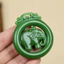 1Pc Natural Green Jade Hollow Pendant, Animal, Plant, Totem Necklace, Chakra Fashion Pendant, Guardian Peace Jewelry, All Hand-Carved, Men's And Women's Quartz Necklace, Meaning Peace, Fortune, Family Happiness, Gifts For Her, Christmas And Various Holiday Party Gifts, Crystal Gifts. (Random Gift: Lanyard, Gift Box)