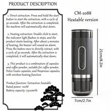1 件便携式全自动胶囊咖啡机，USB 充电，无线加热，三合一咖啡粉和 N/ 胶囊兼容，适合户外、宿舍、商务旅行、家庭、汽车和户外使用，礼盒套装 - 彩色 - 查看 14