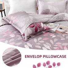 3 Pieces Double King Size Bohemian Duvet Cover Green/Purple/Blue/Teal Colorful Boho Bedding Set With 2 Pillowcases Soft Microfiber Moroccan Bed Cover For  Autumn, All Season, Bed Room Decor, Christmas Gifts, Halloween - Pink Leaves - View 7