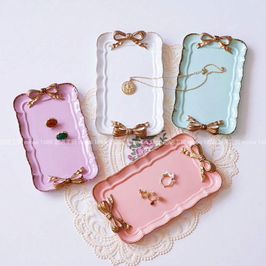 1 chiếc đĩa đựng đồ trang sức/đồ trang sức hình con bướm, khay đựng đồ hình chữ nhật phong cách Bắc Âu cho phòng khách, bát đựng trái cây, đĩa đựng tráng miệng - Nhiều màu - Xem 1