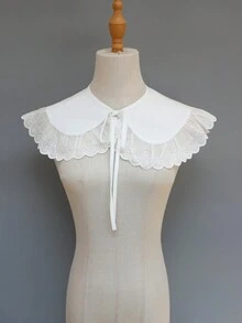 1 件荷叶边假领披肩，休闲百搭宫廷风复古领口肩部装饰，适合女性全年穿着 - 白色 - 查看 3