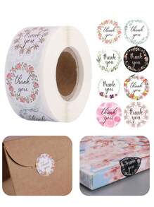 Thank You Graphic Stickers ,Christmas Sticker Graphic,Adhesive Labels For Boutiques Wrapping Supplies Gift Decor ,Round Gift Sealing Sticker For Party - Multicolor - View 8