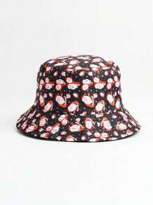 1 chiếc mũ xô thời trang in hình ông già Noel dành cho cả nam và nữ, thích hợp sử dụng hàng ngày và ngoài trời trong dịp Giáng sinh - Nhiều màu - Xem 10