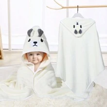 1 pièce Serviette de bain à capuche avec motif animal visage, unisexe. Serviette de bain à capuche unique pour nouveau-né avec design animal. Super doux peignoir de bain à capuche en polaire pour bébé. Serviette à capuche quatre-saisons pour tout-petit