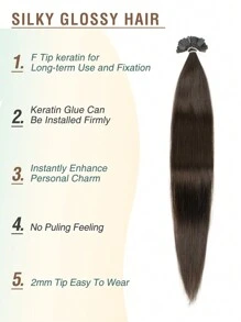 12-22 Inch Natural Black Straight Human Hair Seamless F-Type Hair Extensions, Suitable For Beginners, Perfect For Parties - S2 - View 6