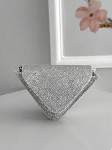 Women's Small Crossbody Bag Party Night Glitter Triangle Geometric - 銀色 - 查看 3