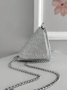 Women's Small Crossbody Bag Party Night Glitter Triangle Geometric - 銀色 - 查看 5