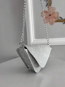 Women's Small Crossbody Bag Party Night Glitter Triangle Geometric - 銀色 - 查看 2