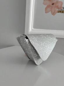 Women's Small Crossbody Bag Party Night Glitter Triangle Geometric - 銀色 - 查看 4