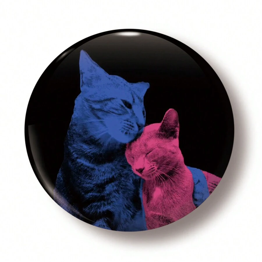 1 pieza Broche de seguridad con diseño de gato de 4,4 cm/1,73 pulgadas, insignia de botón, adecuado para sujetar en ropa, bolsos, mochilas, regalo divertido para amigos y familia