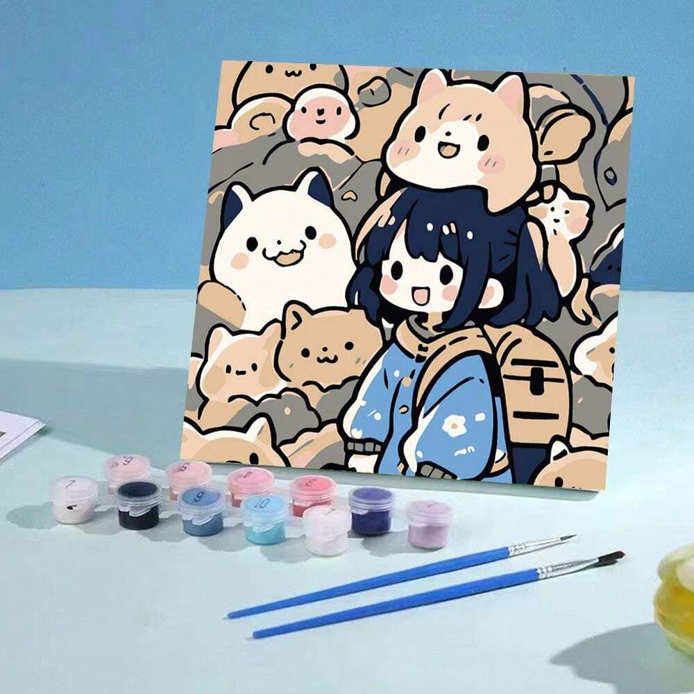 1 Set Colorful Paint By Number Kits, Cute Animal Decorative Painting