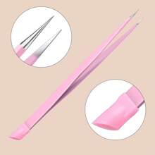 2-In-1 Multifunctional Design, High-Precision Stainless Steel Material, Double-Ended Fine-Tipped Tweezers With Silicone Grip For Precision Jewelry Crafting, Nail Art, False Lashes/Hair - Multicolor - View 3