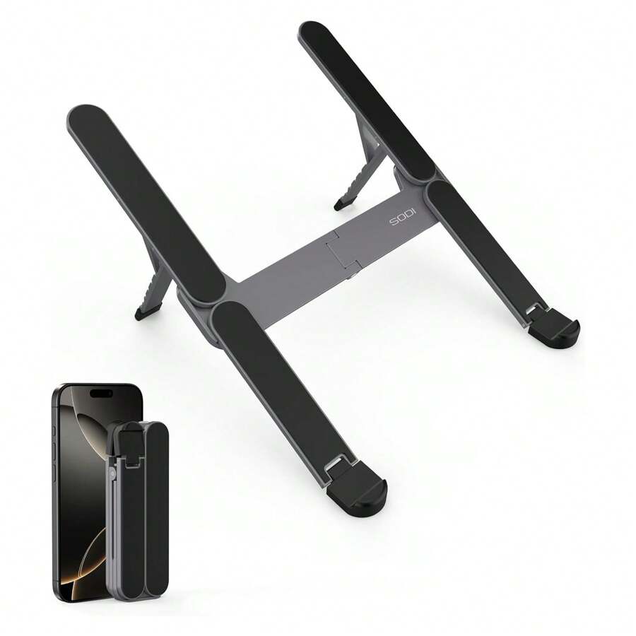 SODI Adjustable Foldable Laptop Stand For 10-15.6" Laptops, Portable Desk Riser Holder, Black SODI 314 - màu đen - Xem 1